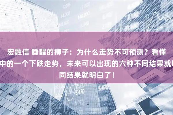 宏融信 睡醒的狮子：为什么走势不可预测？看懂下面图中的一个下跌走势，未来可以出现的六种不同结果就明白了！