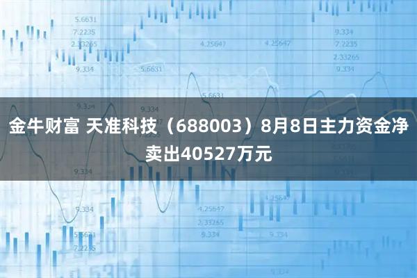 金牛财富 天准科技（688003）8月8日主力资金净卖出40527万元